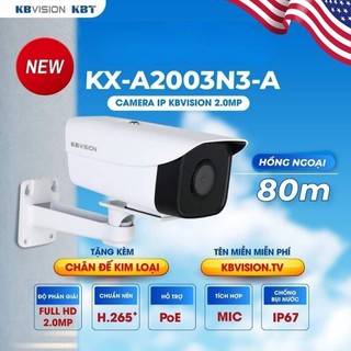 Camera ip hồng ngoại 2.0 megapixel kbvision kx-a2003n3-a hồng ngoại xa 80 mét, míc thu âm, hỗ trợ poe