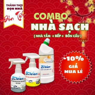 Bộ sản phẩm ZCLEAN tẩy cặn canxi, tẩy dầu mỡ nhà bếp, tẩy bồn cầu không mùi hóa chất