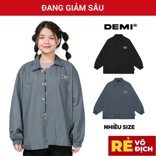 Áo khoác form rộng nữ nam kaki giá rẻ DEMI nhiều size màu đen xám| DE-AK40