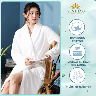  Áo Choàng Tắm Khách Sạn Bông Lông Cừu 100% Cotton Organic Mềm Mại Thấm Hút Nước Tốt 