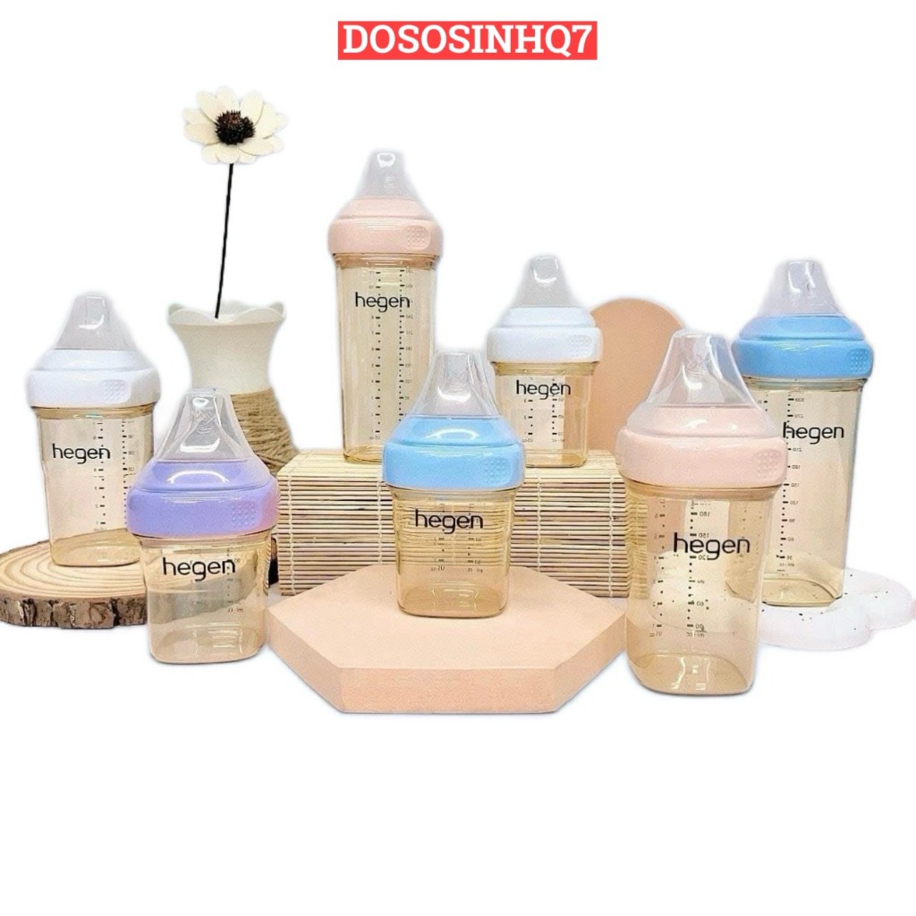 Bình sữa Hegen PPSU cổ màu 150ml, 240ml, 330ml - Fullbox chính hãng Hegen VN