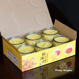 Nến Thờ Hoa Sen Bơ Thực Vật Cốc Màu Vàng, Cháy 24 giờ