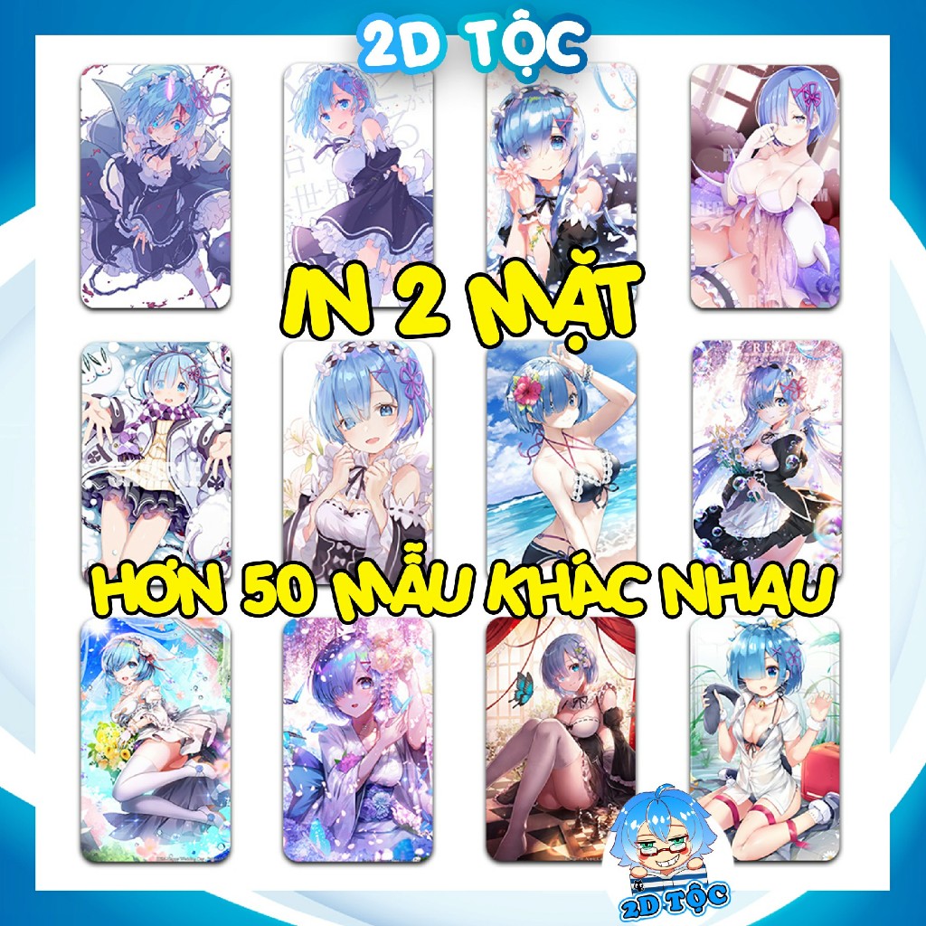 Ảnh Card Thẻ Bo Góc in 2 mặt Rem Anime Manga Light Novel Re:Zero Kara Hajimeru Isekai Seikatsu(1) - 