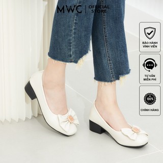 Giày cao gót mwc 4447 - giày cao gót da đính khoá nơ xinh xắn