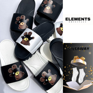 Dép quai ngang nam/nữ hình gấu MC (D-GĐ)- Dép hình gấu đứng unisex đế cao 4cm- Elements