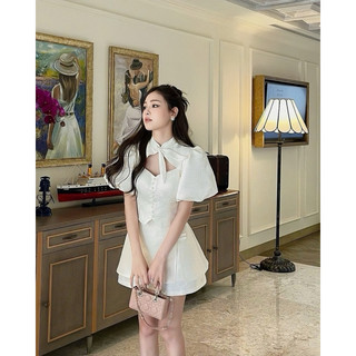 SET ÁO GẤM HOA TAY PHỒNG - CHÂN VÁY