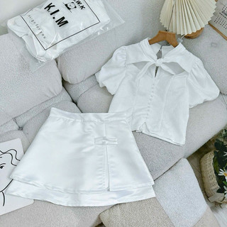 SET ÁO GẤM HOA TAY PHỒNG - CHÂN VÁY