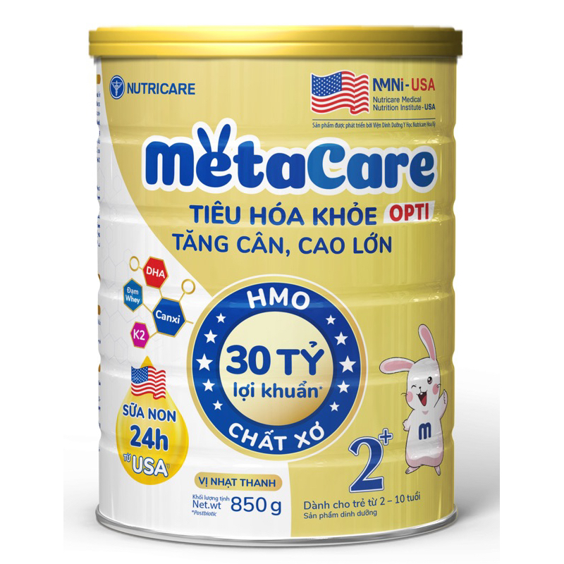 Sữa Nutricare Metacare Opti 2+ vàng loại 850g (cho trẻ trên 2tuổi)
