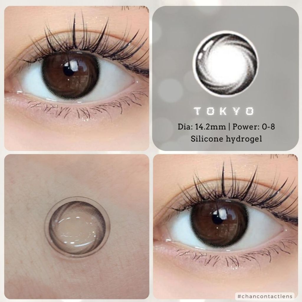 Lens màu đen vân xoáy tạo hiệu ứng mắt to, sâu| Gdia:13.4mm| HSD 1 năm| Tokyo night | Silicone| Angel eyes