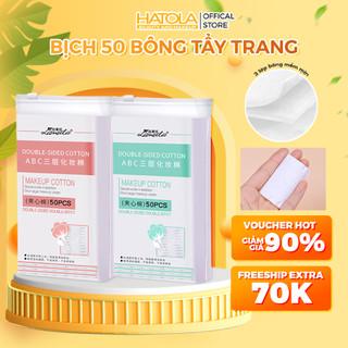 Bông tẩy trang 3 lớp Hatola đàn hồi co dãn túi 50 miếng tiện lợi