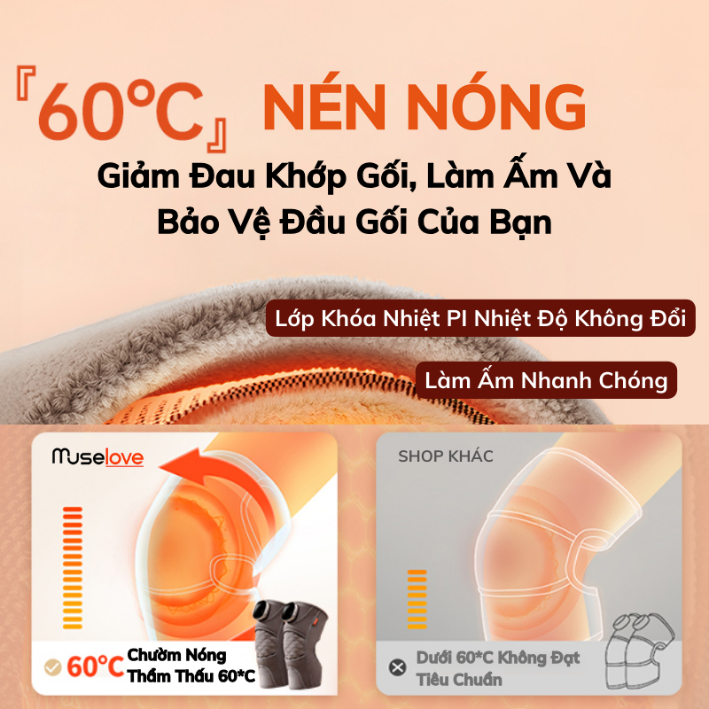 Máy Massage Đầu Gối MUSELOVE Hỗ Trợ Giảm Đau Nhức Xương Khớp, Bả Vai, Cánh Tay, 3 Chế Độ Massage Làm Nóng Nhanh