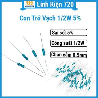 Gói 10 con trở vạch 120k-1m 1/2w 5% - 120k