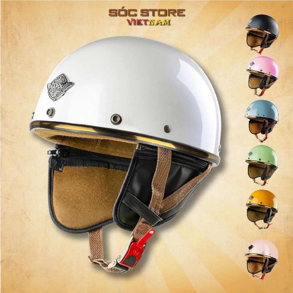 Mũ bảo hiểm nửa đầu Napoli Pug Version Harley, nón bảo hiểm 1/2 Napoli Sóc Store Vietnam chính hãng