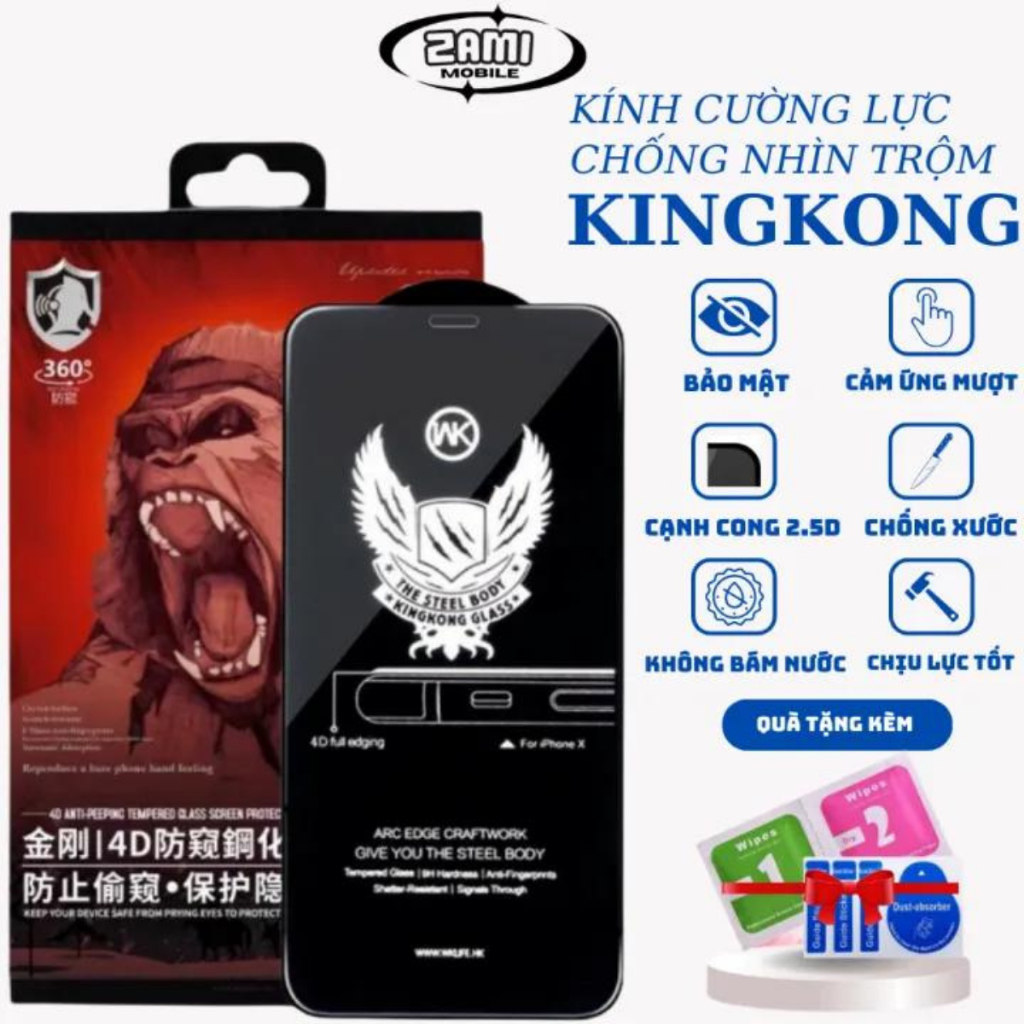 Kính Cường Lực,cường lực Chống Nhìn Trộm, Cường lực kingkong iphone, v6 cao cấp zami mobile