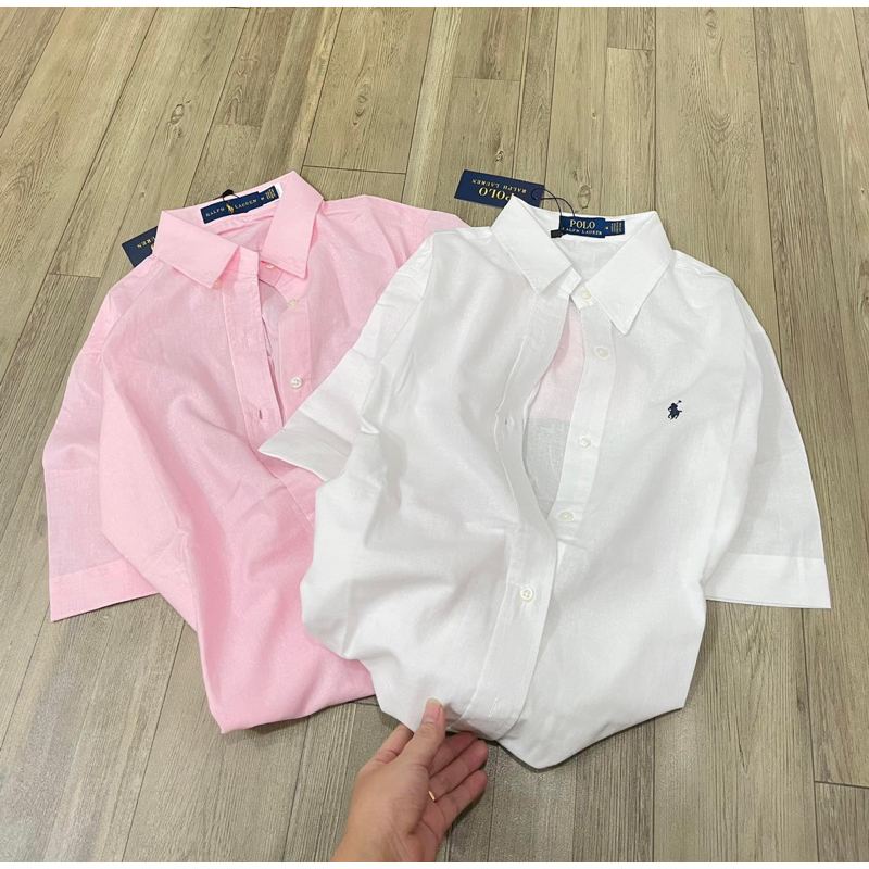 Áo sơ mi linen polo tay ngắn
