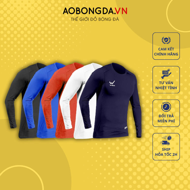 Áo giữ nhiệt nam wika chính hãng, áo body nam tay dài thể thao cao cấp lót trong vải thun lạnh co giãn 4 chiều