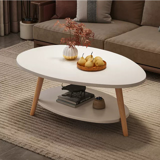 Bàn trà sofa IGA hiện đại hình trứng 2 tầng decor phòng khách thông minh kiểu hàn màu Trắng- GP56.01