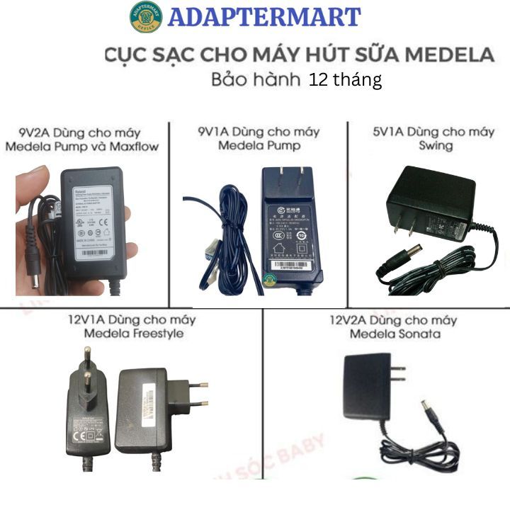 Nguồn Sạc máy hút sữa Medela Pump, Medela Maxflow, Medela Swing, Medela Freestyle, Medela Sonata