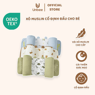 Gối Chặn Định Hình Đầu Dáng Tai Gấu Cao Cấp Unbee Chất Xô Muslin Hàn Quốc Cho Bé Sơ Sinh, Chống Méo Đầu, Bẹp Đầu - PN00