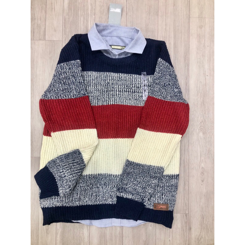 Áo len nam ESPRIT xuất dư dày dặn, áo len cổ tròn nam mặc cùng sơ mi lịch sự trẻ trung S M L