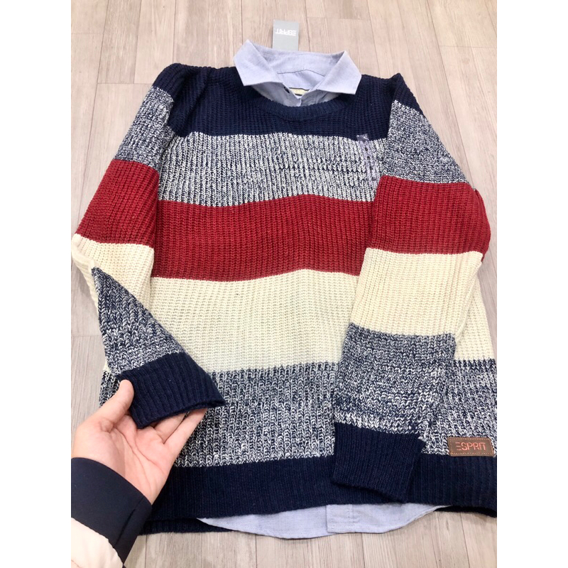 Áo len nam ESPRIT xuất dư dày dặn, áo len cổ tròn nam mặc cùng sơ mi lịch sự trẻ trung S M L