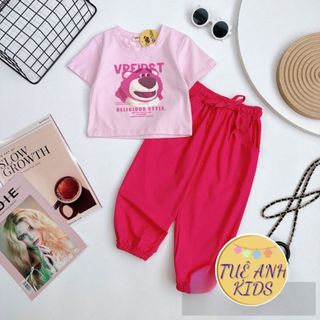 Đồ bộ bé gái quần dài bo ống thun cotton cá tính