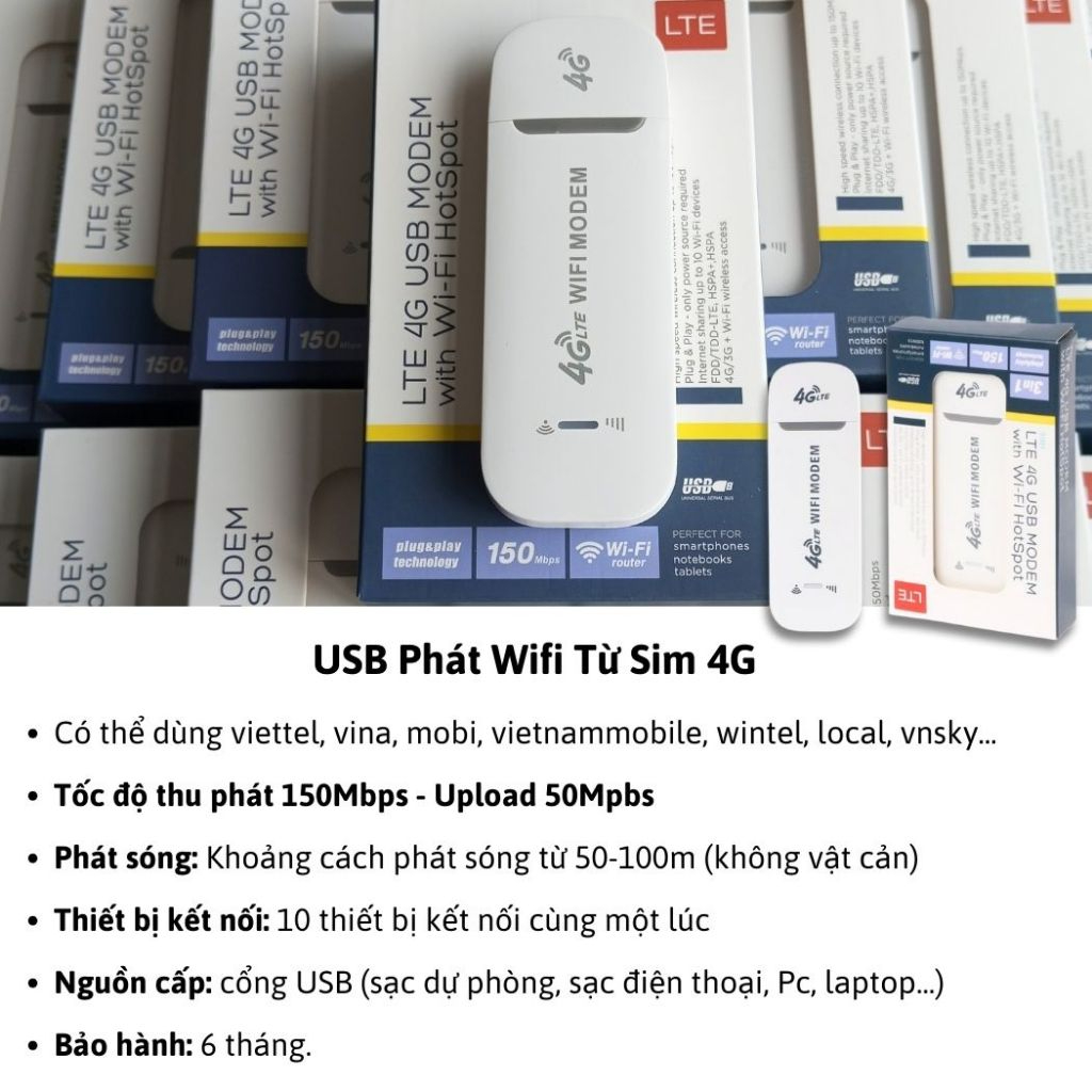 Usb Phát Sóng WiFi Không Dây 4G LTE 150Mbps 4G Thẻ Sim Tiện Dụng Cho Gia Đình / Văn Phòng | BigBuy360 - bigbuy360.vn