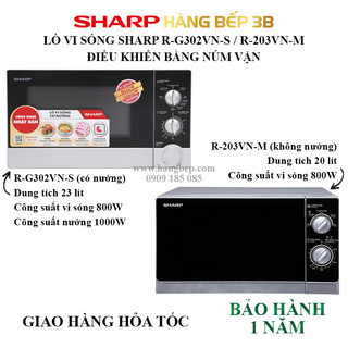 Lò vi sóng sharp 23 lít r-g302vn-s / 20 lít r-203vn-m - hàng chính hãng bảo hành 12 tháng