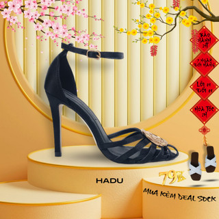 Giày Sandal Cao Gót Quai Rọ 9p Muzzle HADU M943, Chất Lụa Satin Tơ Tằm, Bảo Hành 24T