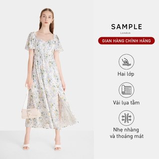 Đầm Iris midi hoa tay cánh tiên Sample London Vải lụa tằm, hai lớp, nhẹ nhàng và thoáng mát