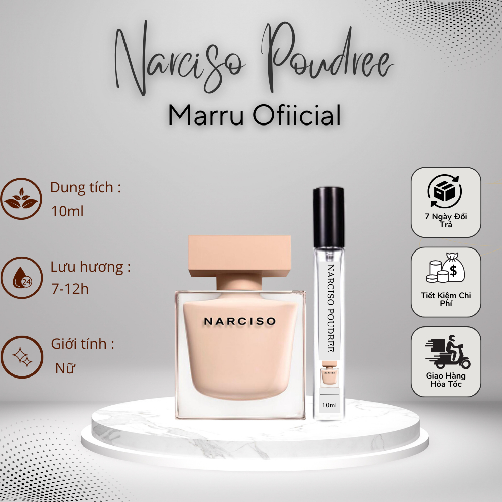 Nước hoa chiết nữ Narciso Poudree hương thơm quyền lực , quyến rũ đầy ma mị 10ml - Marru Official