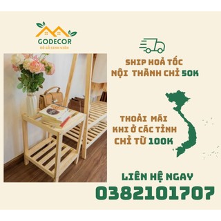 Kệ tab đầu giường 2 tầng - gỗ thông nhập khẩu - đã sơn phủ
