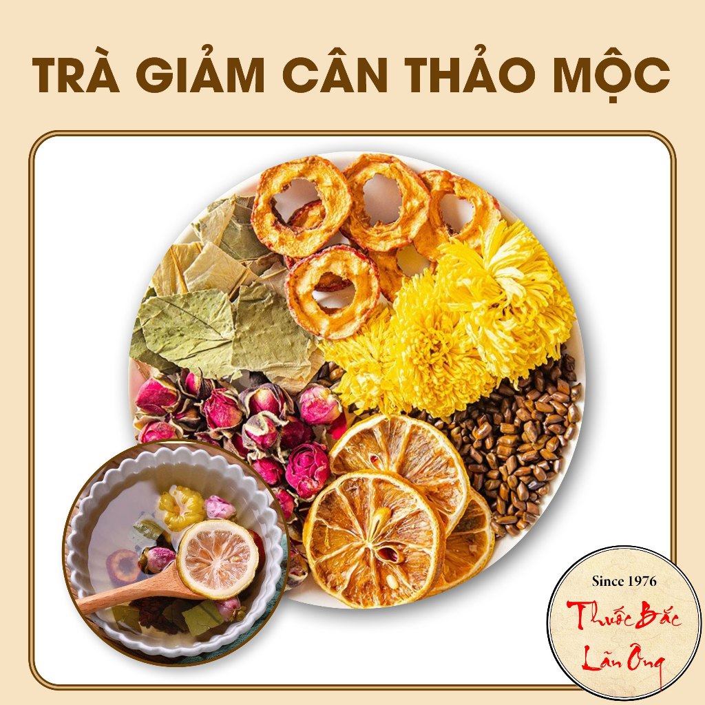 Trà giảm cân thảo mộc, 10 set mix sẵn, trà hoa 6 vị gồm: hoa cúc, hoa hồng, lá sen, chanh vàng,...