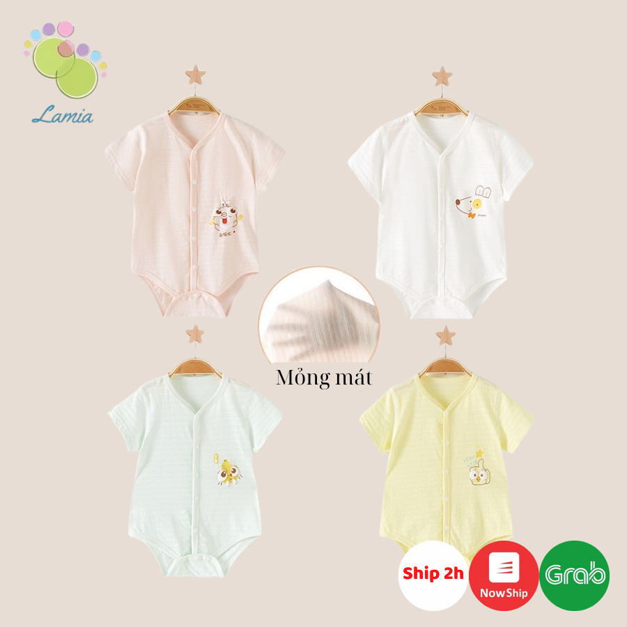 Bộ áo liền quần cộc tay bodysuit mỏng mát mùa hè cho bé trai bé gái sơ sinh 𝟐𝟐𝐁𝐃𝐒