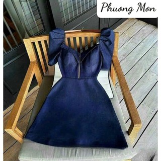 Đầm jean cứng dây kéo ngực x Phuong Mon