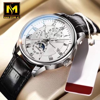 Đồng hồ nam man store 47 dây da có lịch ngày chống nước sang trọng lịch lãm