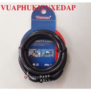 Khóa dây xe đạp 4 số tonyon 8x1200mm