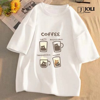 Áo Thun Nữ, Áo Phông Nam Nữ Unisex Tay Lỡ By JOLI Mã TN Coffee In Hình Chất Cotton Form Rộng Phong Cách Ulzzang