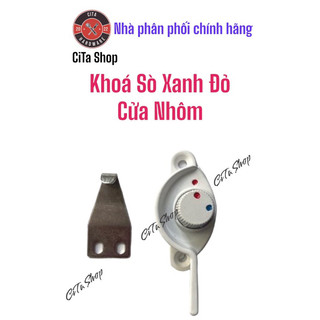 Chốt Khoá Sò Xanh Đỏ Cửa Lùa Nhôm ( trắng sữa, bạc, xám)