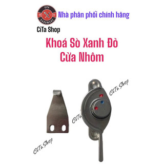 Chốt Khoá Sò Xanh Đỏ Cửa Lùa Nhôm ( trắng sữa, bạc, xám)