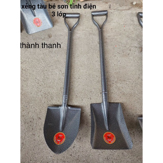 Xẻng thép có cán thép sơn tính điện 3 lớp tiện lợi làm vườn xúc vữa