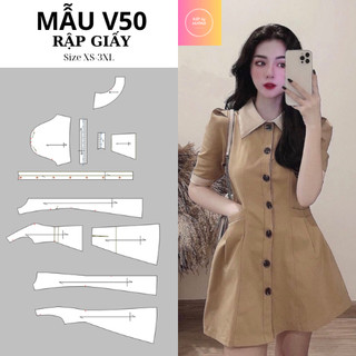 Rập giấy váy kiểu nữ V50 size XS-3XL (bản vẽ)