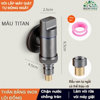 Vòi nước máy giặt Richtree van nước tự động ngắt, Ren vào 21,lõi đồng, thiết kế tiết kiệm diện tích