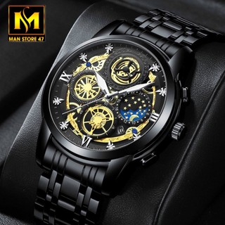 Đồng hồ nam man store 47 quai thép có lịch ngày thiết kế giả cơ sang trọng lịch lãm