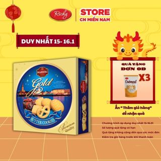 Bánh quy bơ cookies Majestic Gold Richy hộp thiếc