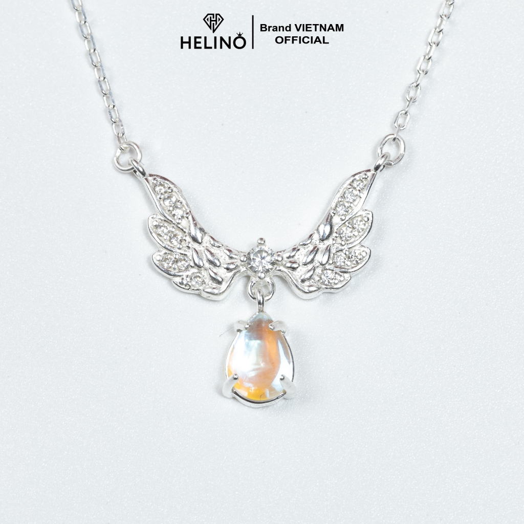 Dây chuyền bạc nữ HELINO cánh thiên thần đá Moonstone đổi màu, trang sức phụ kiện lấp lánh C47