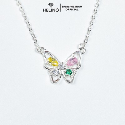 Dây chuyền bạc nữ HELINO hồ điệp cánh bướm đính đá ngũ sắc tinh tế xinh xắn bạc cao cấp C45