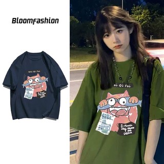 Áo thun nữ nam 3158 dáng rộng in hình hoạt hình vải cotton khô chonmua365 cho mùa xuân hè
