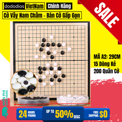 201 Quân Cờ Vây Nam Châm - Quân Cờ Caro - Tặng Bàn Cờ Gấp Gọn 15 Dòng Kẻ - Đường Kính 1.5cm, Cao 0.5cm - Hãng Dododios