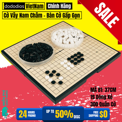 361 Quân Cờ Vây Nam Châm - Quân Cờ Caro - Tặng Bàn Cờ Gấp Gọn 19 Dòng Kẻ - Đường Kính 1.7cm, Cao 0.5cm - Hãng Dododios